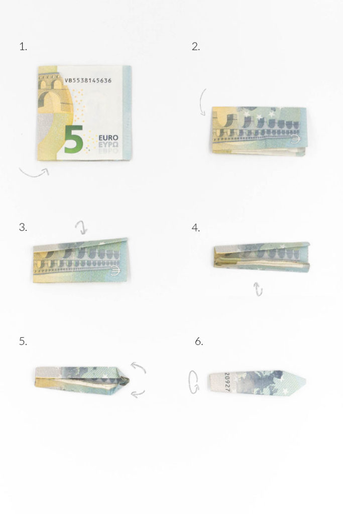 Anleitung Sukkulenten-Blätter aus 5 € Scheinen falten