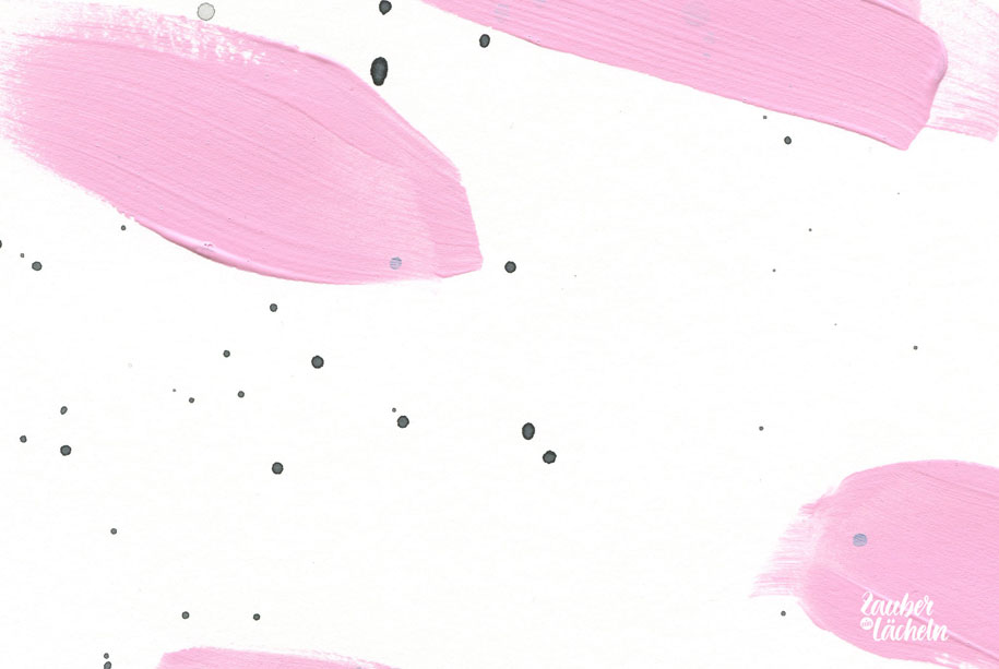 Musterung von Acrylfarben auf Papier in Rosa 