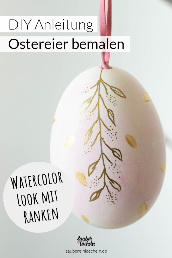 Frühlingshafte Ostereier bemalen im Watercolor Look mit glänzenden Sprenkeln und Ranken. Schritt für Schritt Anleitung für diesen wunderschönen Look gibt es jetzt im Magazin. 