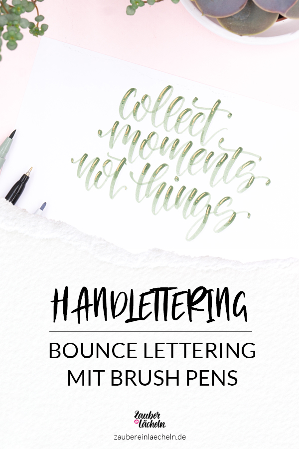 Bounce Lettering Anleitung für Brush Pens. Im Handlettering Tutorial erkläre ich dir, wie du ganz einfach selbst Bounce Letterings gestalten kannst. Diese Anleitung ist auch garantiert etwas für Handlettering Anfänger. #lettering #handlettering #brushpen #bouncelettering